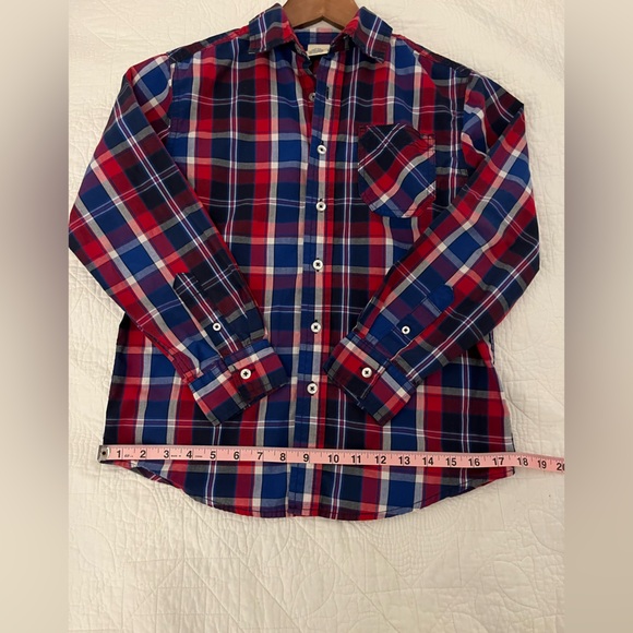 Faded Glory Red Plaid Button-Down Long-Sleeve Boys Shirt Large - Picture 5 of 6